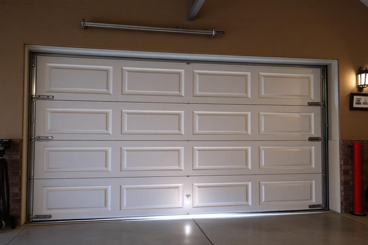 Garage door safety sensor protecting family with children from garage door hazards