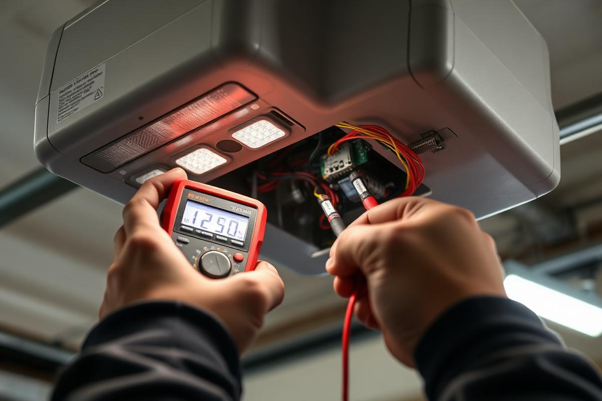 Professional garage door opener motor installation on ceiling showing quality workmanship