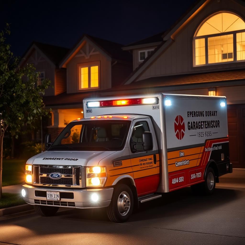 Emergency garage door repair service truck ready for rapid response