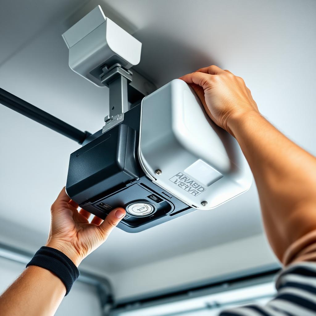 Professional garage door opener installation showing quality workmanship